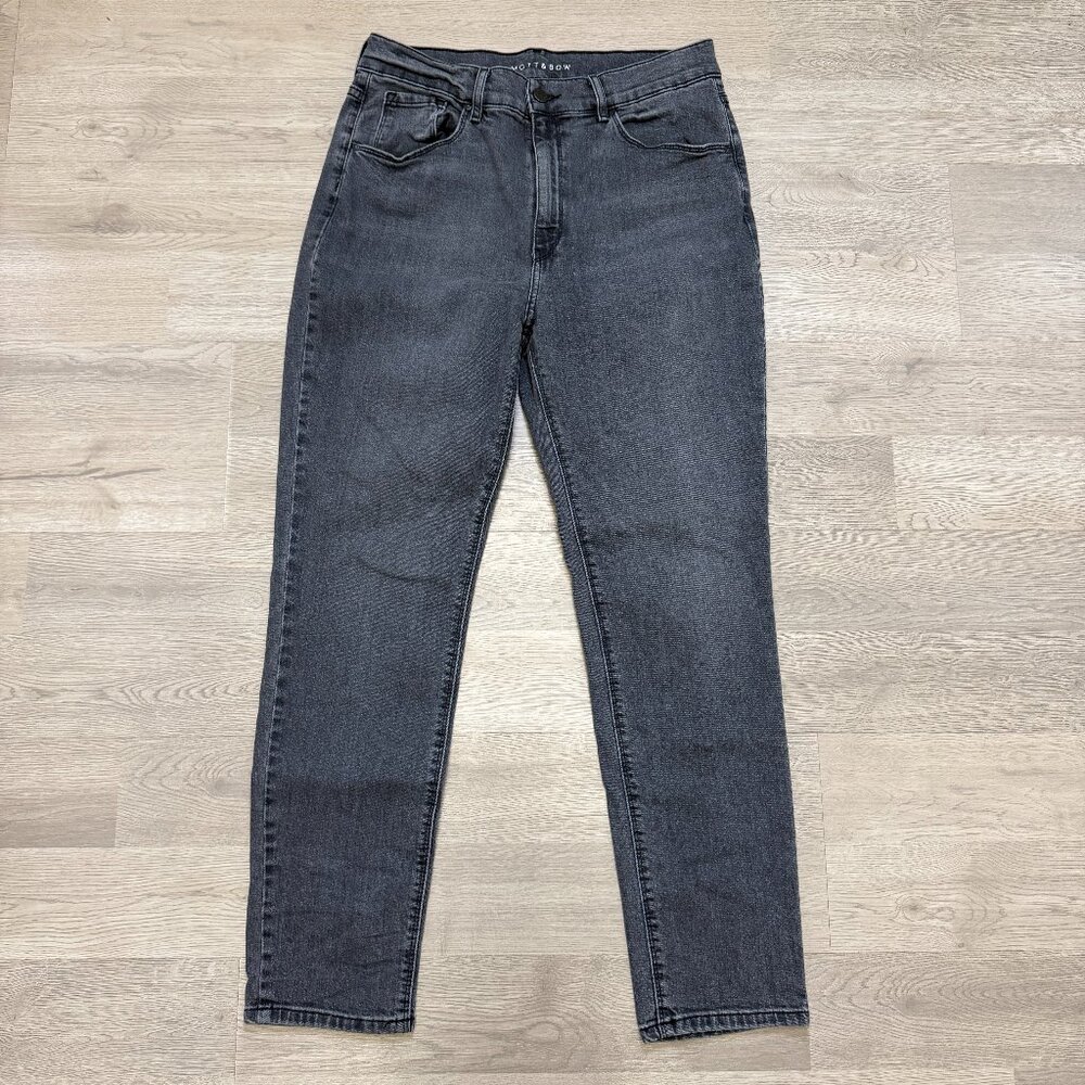 MOTT & BOW‎ MOM ALLEN Washed Black Denim High Rise Stretch Jeans 32x28